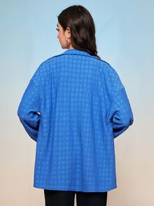 Mulvari 字母貼布西裝領落肩袖襯衫 - 寶藍色 - 查看 2