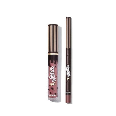 Willy wonka | SHEGLAM Cocoa Kiss Lip Duo-Cookies N' Milk Brown Liquid Lipstick Lip Combo Brand Beauty Makeup Face Paint Cosmetic For Women Girls Perfect For Spring Summer Ideal For Y2K Fancy Fashion Suitable For Birthday Mother'S Day Gift Rave Party Ready Best Color