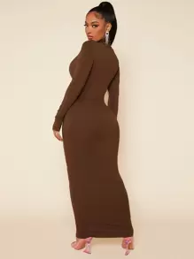 SHEIN SXY High Neck Solid Bodycon Dress