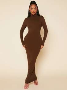 SHEIN SXY High Neck Solid Bodycon Dress