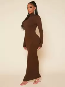 SHEIN SXY High Neck Solid Bodycon Dress