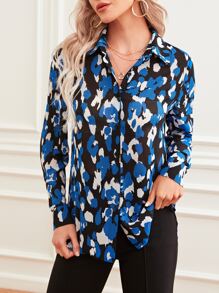 SHEIN Clasi Allover Print Button Up Shirt - Multicolor - View 6