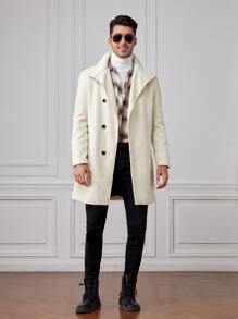 Manfinity NXTstreet Men Single Breasted Overcoat - Beige - View 4