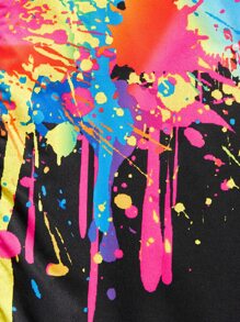 SHEIN Boys Reflective Splash Ink Print Teddy Lined Hooded Jacket - Multicolor - View 5