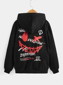 SHEIN 男孩卡通和字母圖案連帽衫