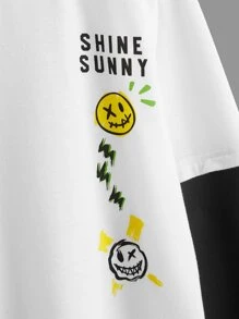 SHEIN Boys Cartoon And Letter Graphic Tee - White - View 3