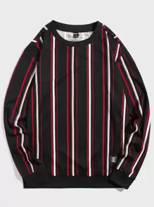GENTILAND Loose Fit Men Striped Panel Design Sweatshirt - Multicolor - View 1