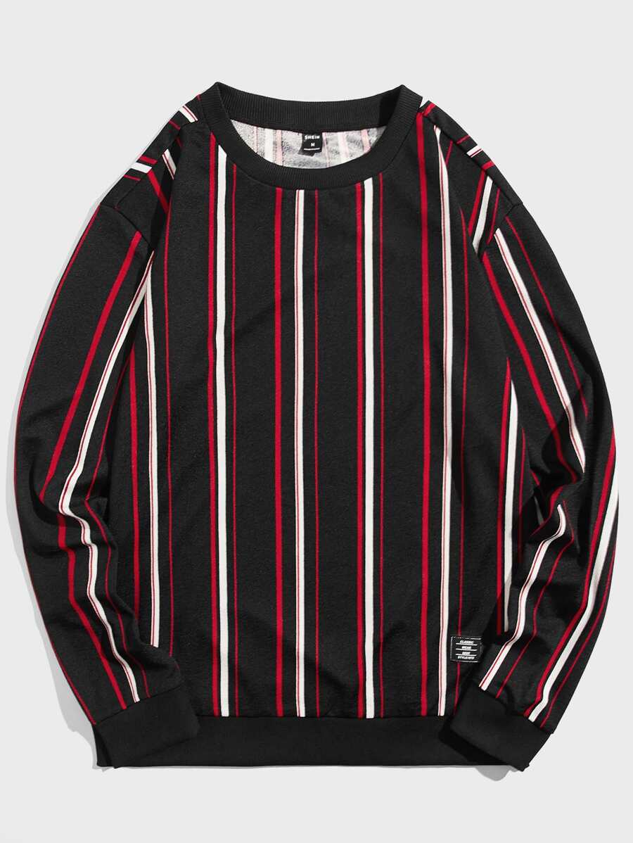 GENTILAND Loose Fit Men Striped Panel Design Sweatshirt - Multicolor - View 1