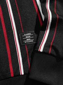 GENTILAND Loose Fit Men Striped Panel Design Sweatshirt - Multicolor - View 4