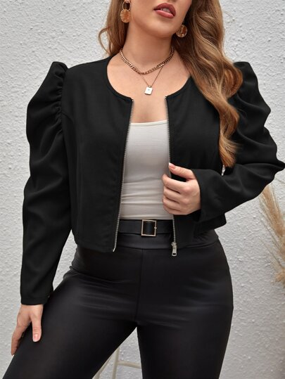 SHEIN Clasi Cazadora de manga gigot con cremallera