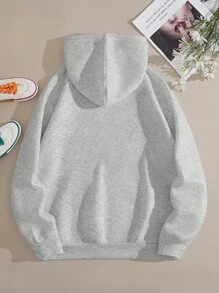 INAWLY Quần áo thể thao nữ Túi Dây kéo Lá thư Hoạt hình Giải trí - Màu Xám nhạt - Xem 2