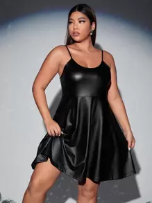 SHEIN BAE Sukienki plus size Zmarszczone szycie Prosty Elegancki