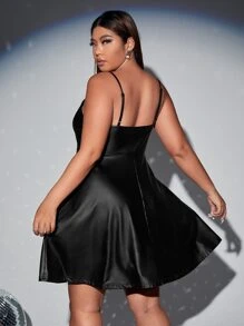 SHEIN BAE Sukienki plus size Zmarszczone szycie Prosty Elegancki