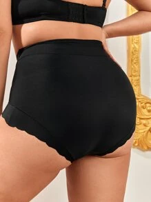 Plus Solid Simple Panty - Black - View 2