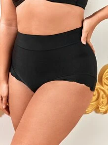 Plus Solid Simple Panty - Black - View 3