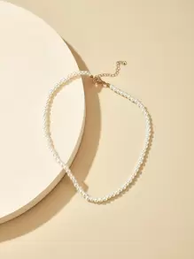 imoli 韓風萬用假珍珠項鍊女士單層頸鍊 - 白色 - 查看 7