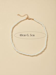 imoli 韓風萬用假珍珠項鍊女士單層頸鍊 - 白色 - 查看 10