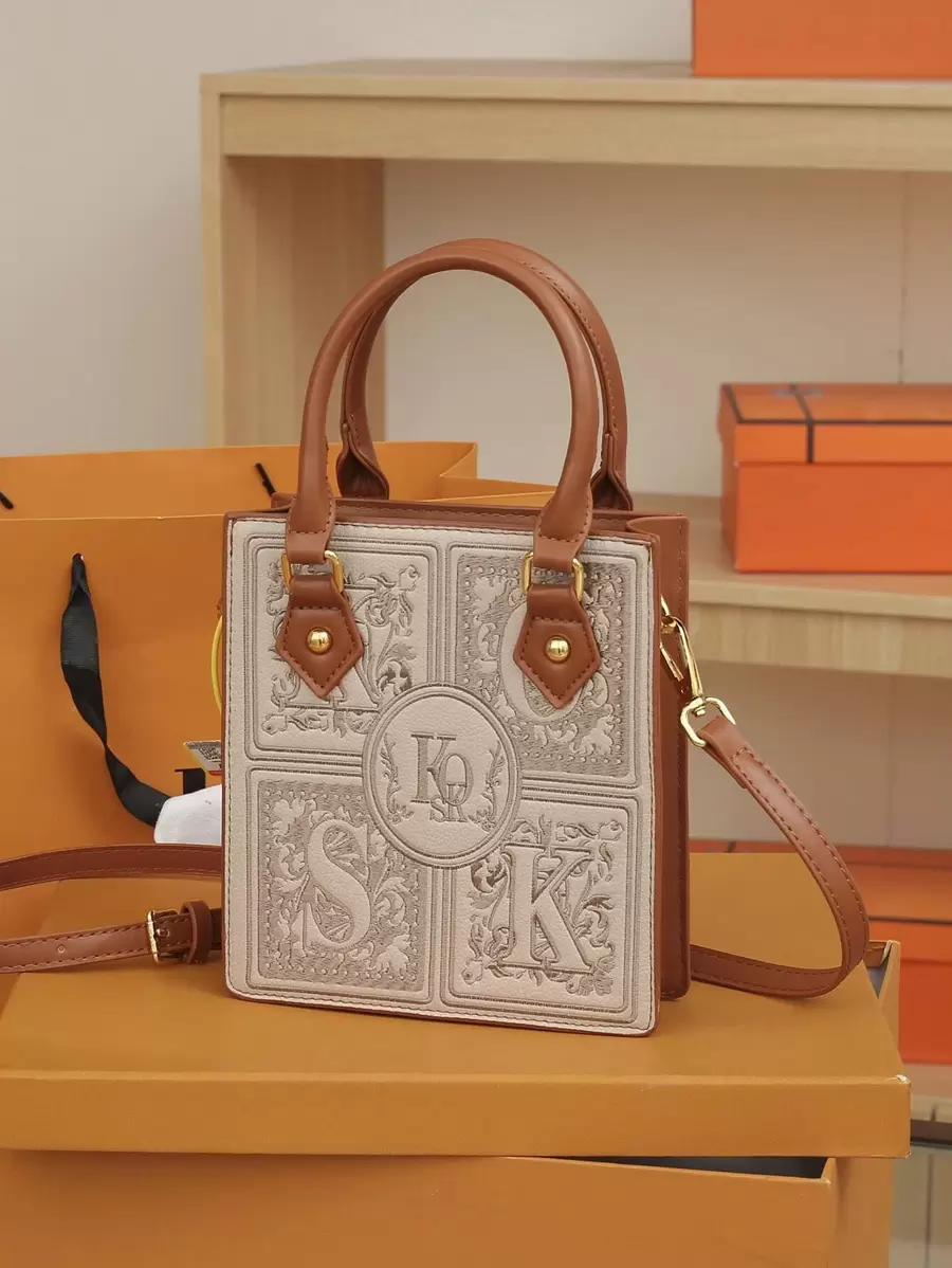 yating Paper-Cut Pattern Heavy Work Embroidery Mini Handbag - Multicolor - View 1