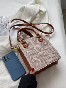 yating Paper-Cut Pattern Heavy Work Embroidery Mini Handbag - Multicolor - View 6