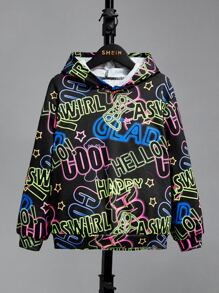 SHEIN 青少年男孩反光游戏手柄和字母图案卫衣 - 彩色 - 查看 4