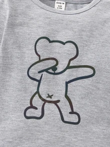 男嬰卡通圖案T恤 - 灰色 - 查看 4