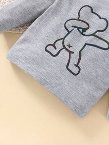 男嬰卡通圖案T恤 - 灰色 - 查看 6