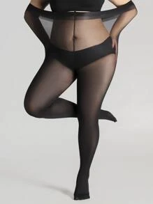 100D medias de talla grande transparentes - Negro - Ver 4