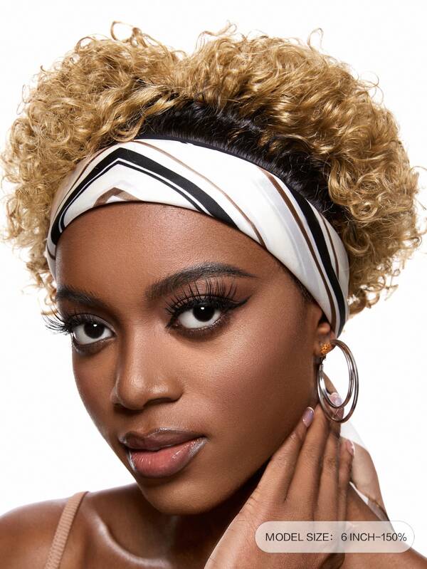 Deep Wave Headband Wig 1B27 Color Pixie Wig Human Hair For Daily Use