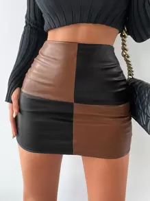 EURMUSE Two Tone Bodycon Skirt - Multicolor - View 3