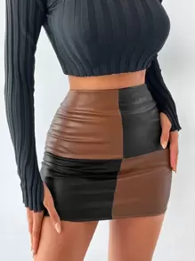 EURMUSE Two Tone Bodycon Skirt - Multicolor - View 4