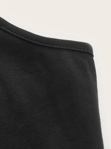 SHEIN ICON 素色鏤空吊脖短款T恤 - 黑色 - 查看 3