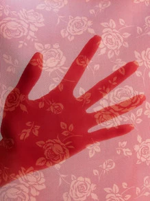 SHEIN ICON Floral Print Ruched Bust Crisscross Mesh Crop Cami Top - Red - View 5