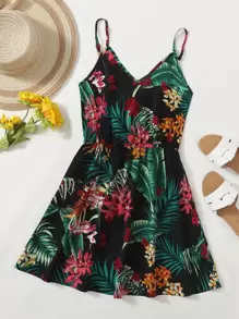 SHEIN VCAY Tropical Print Cami Dress - Multicolor - View 1