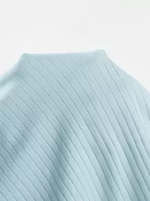 SHEIN EZwear Top tank corto tejido de canalé de cuello V - Celeste - Ver 6