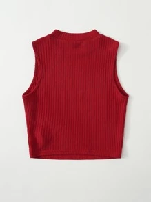 SHEIN EZwear Solid Crop Rib-knit Tank Top