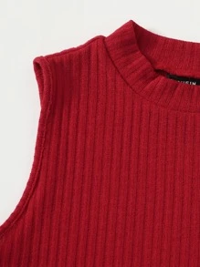 SHEIN EZwear Solid Crop Rib-knit Tank Top