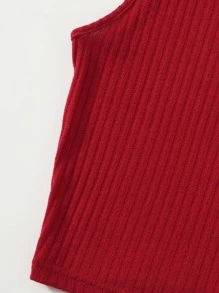 SHEIN EZwear Solid Crop Rib-knit Tank Top