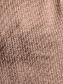 SHEIN LUNE 羅紋針織純色背心上衣 - 杏色 - 查看 6