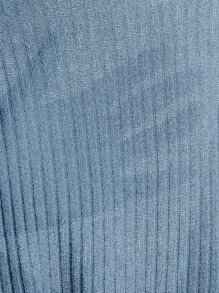 SHEIN Essnce 小高領羅紋針織背心上衣 - 淺藍色 - 查看 6