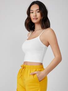 SHEIN BASICS Solid Form Fitted Crop Cami Top