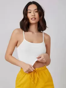 SHEIN BASICS Solid Form Fitted Crop Cami Top