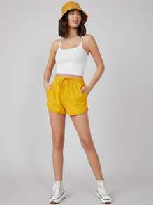 SHEIN BASICS Solid Form Fitted Crop Cami Top