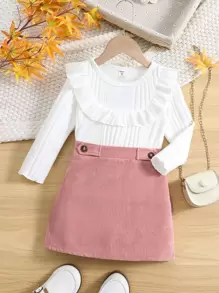 Niñas Falda con camiseta ribete con fruncido - Multicolor - Ver 1