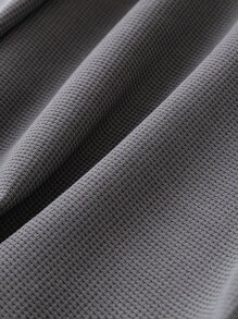 SHEIN LUNE Plus Solid V Neck Bishop Sleeve Tee - Dark Grey - View 3