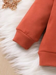Đứa bé trai Thư dập nổi Áo len & Quần nỉ - Rỉ Nâu - Xem 5