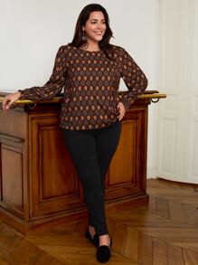 EMERY ROSE Blusa con estampado de manga farol - Multicolor - Ver 3