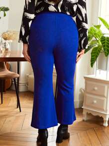 EMERY ROSE Plus High Waist Flare Leg Trousers - Royal Blue - View 2