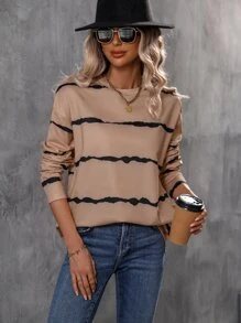 SHEIN LUNE Tie Dye Drop Shoulder Tee - Khaki - View 1