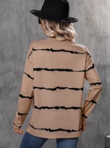 SHEIN LUNE Tie Dye Drop Shoulder Tee - Khaki - View 2