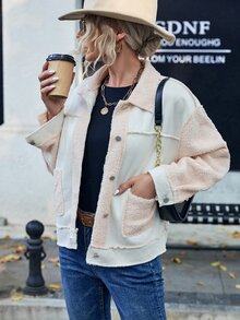 SHEIN Unity Colorblock Drop Shoulder Jacket - Multicolor - View 3